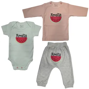 ست 3 تکه لباس نوزادی مدل هندوانه دانالو ameliya