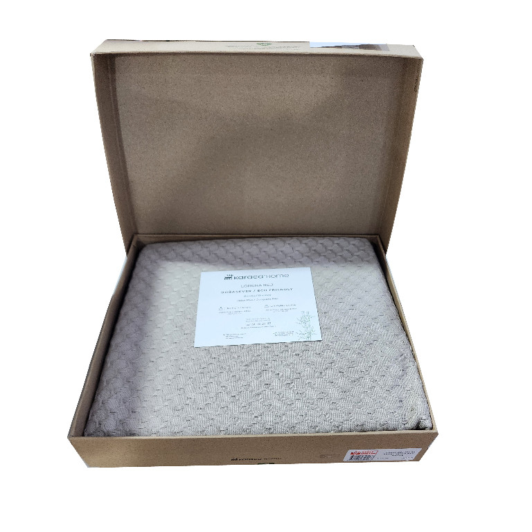 روتختی یک نفره کاراجا هوم مدل Doğasever Lorena Bej Bambu Pike T.K  سایز 230x160 سانتی‌متر