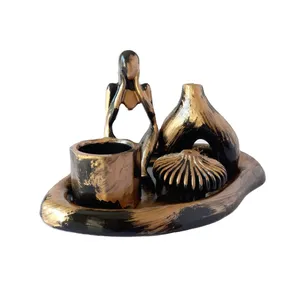 ست 5 تکه گلدان بتنی مدل پتینه دار