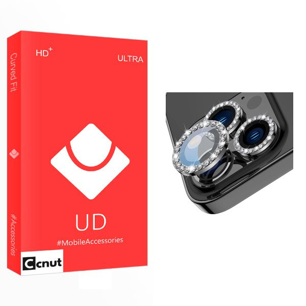 محافظ لنز گوشی کوکونات مدل UD رینگی نگین دار مناسب برای گوشی موبایل اپل iPhone 14 Pro / 14 Pro Max / 15 Pro / 15 Pro Max
