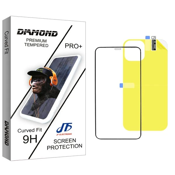 محافظ صفحه نمایش شیشه ای جی اف مدل Diamond مناسب برای گوشی موبایل اپل iPhone 12 Pro Max  به همراه محافظ پشت گوشی