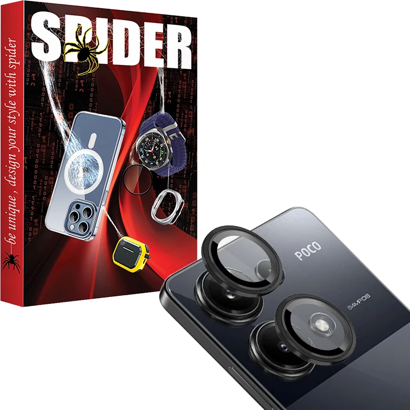 محافظ لنز دوربین اسپایدر مدل Ring Metal مناسب برای گوشی موبایل شیائومی Poco M6 Pro 4G