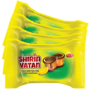 کیک روکش دار با مغزی موز و کاکائو شیرین وطن - 40 گرم بسته 4 عددی