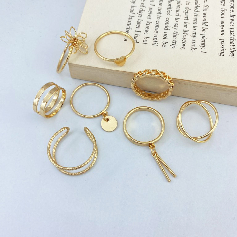 انگشتر زنانه مدل گل کد R4164 مجموعه 8 عددی