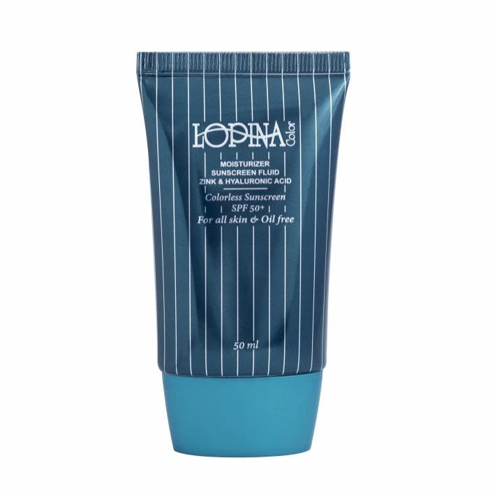فلوئید ضد آفتاب بی رنگ صورت لوپینا کالر SPF 50 مدل water resistant ‌محافظ UVA ،UVB و PA+++ مناسب برای انواع پوست‌ حجم 50 میلی‌لیتر