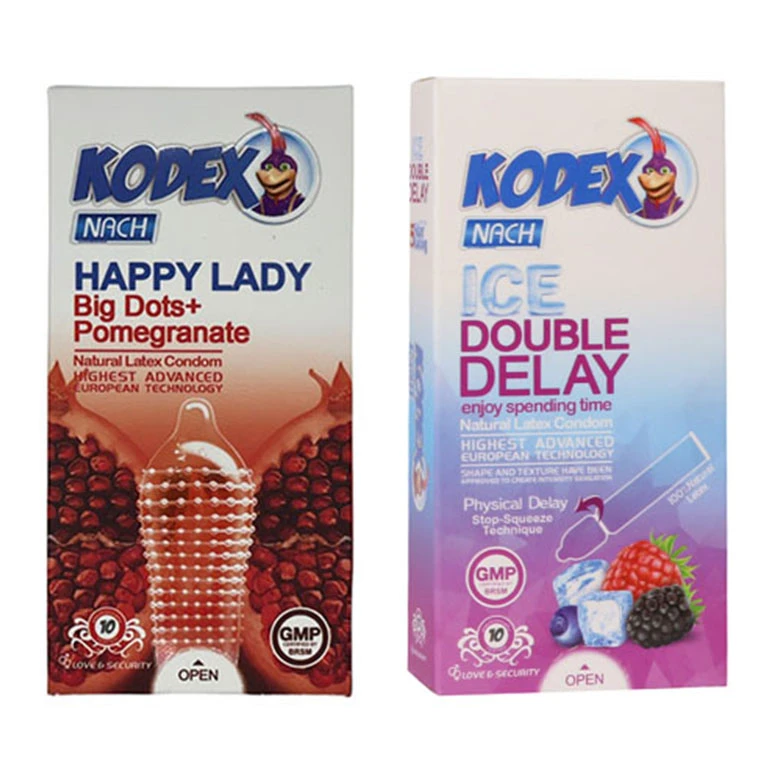 کاندوم ناچ کدکس مدل ICE DOUBLE DELAY بسته 10 عددی به همراه کاندوم ناچ کدکس مدل Happy lady بسته 10 عددی