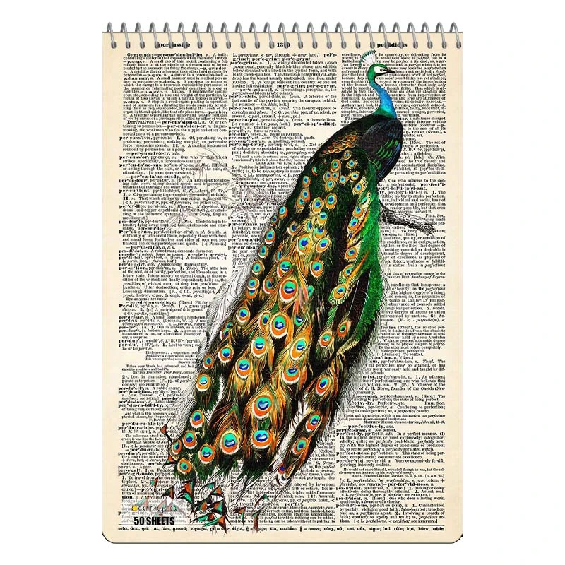 دفتر نقاشی 50 برگ سیمی کارنیکا طرح روزنامه وینتج حیوانات Vintage Newspaper Animals کد 88561