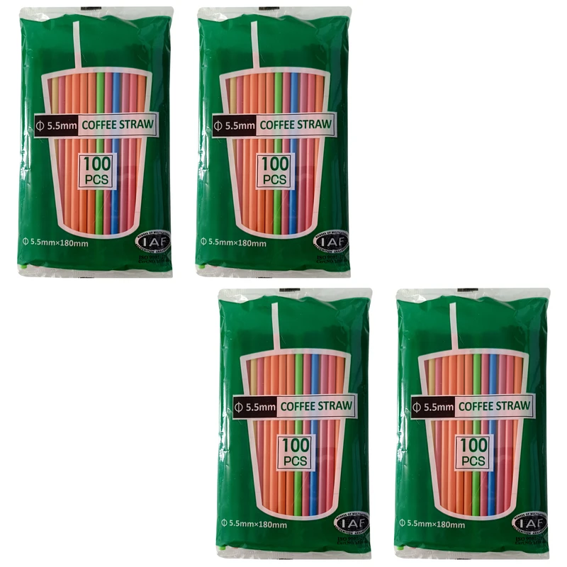 نی نوشیدنی یکبار مصرف مدل کافه گلاسه 4 بسته 100 عددی