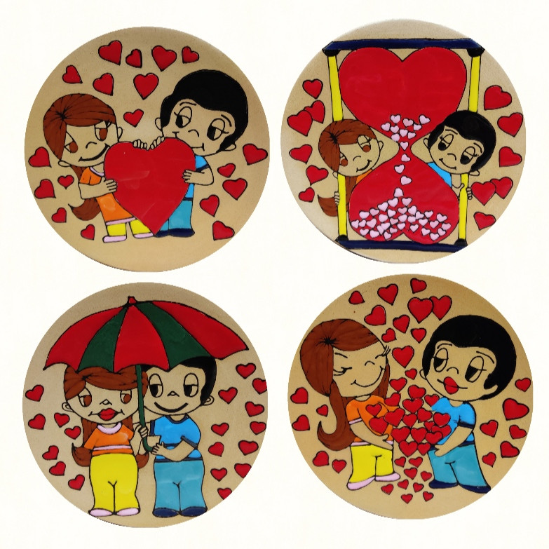 بشقاب دیوارکوب سفالی کدeh52 مجموعه چهار عددی