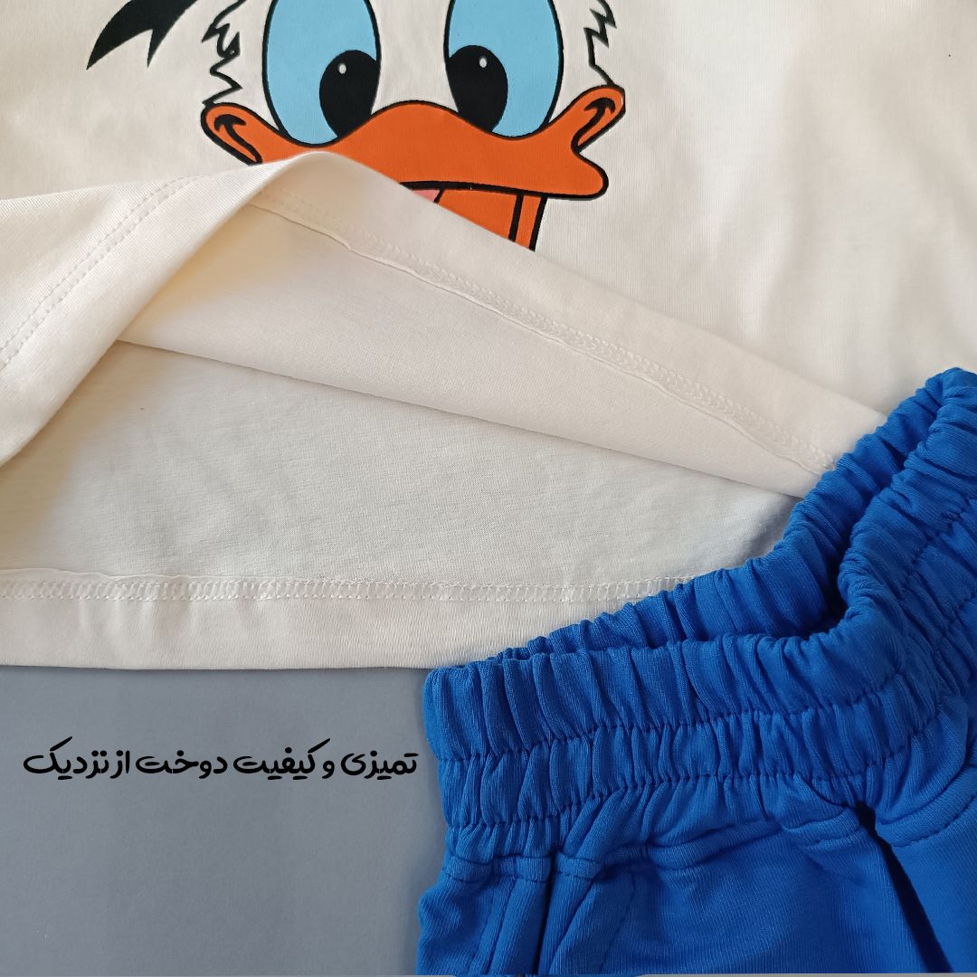 ست تی شرت و شلوارک بچگانه مدل اردک رنگ آبی -  - 5
