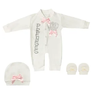 ست 3 تکه لباس نوزادی دخترانه مدل نی نی روز طرح پرنسس کد FF-427