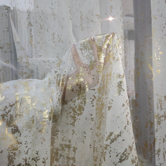 پرده تیکو دکو مدل حریر ژورژت طلاکوب سایز 300x280 سانتیمتر