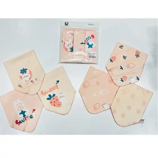 پیش بند نوزادی مدل کتان خرگوش دو رو بسته 3 عددی