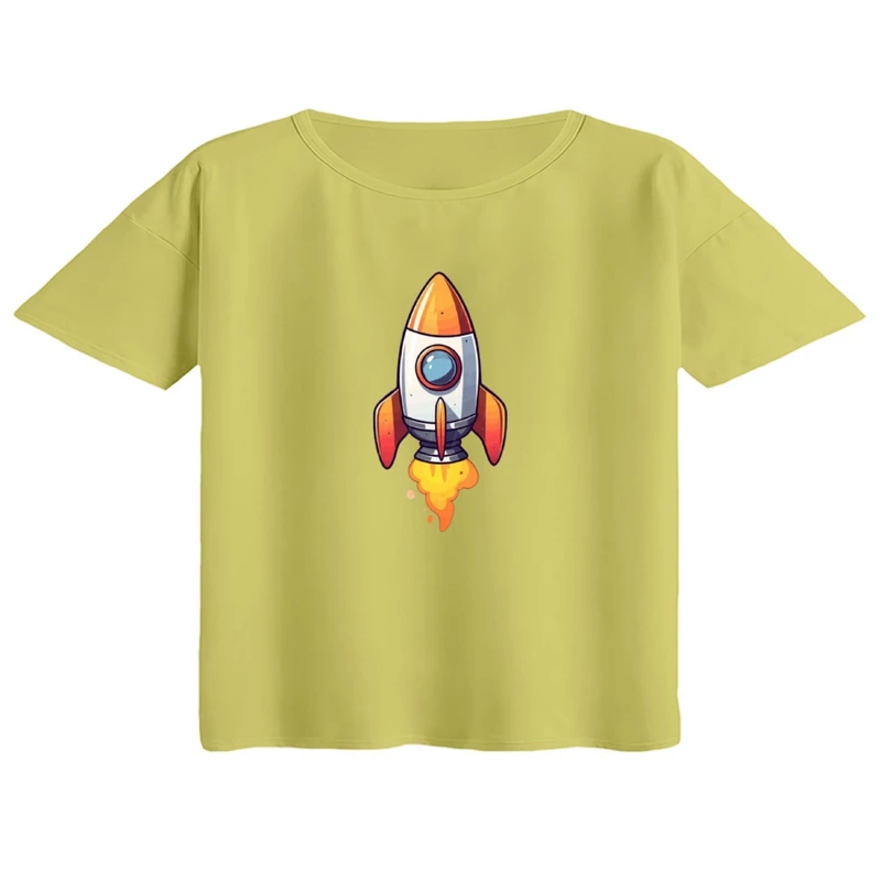 کراپ تی‌شرت آستین کوتاه زنانه مدل موشک