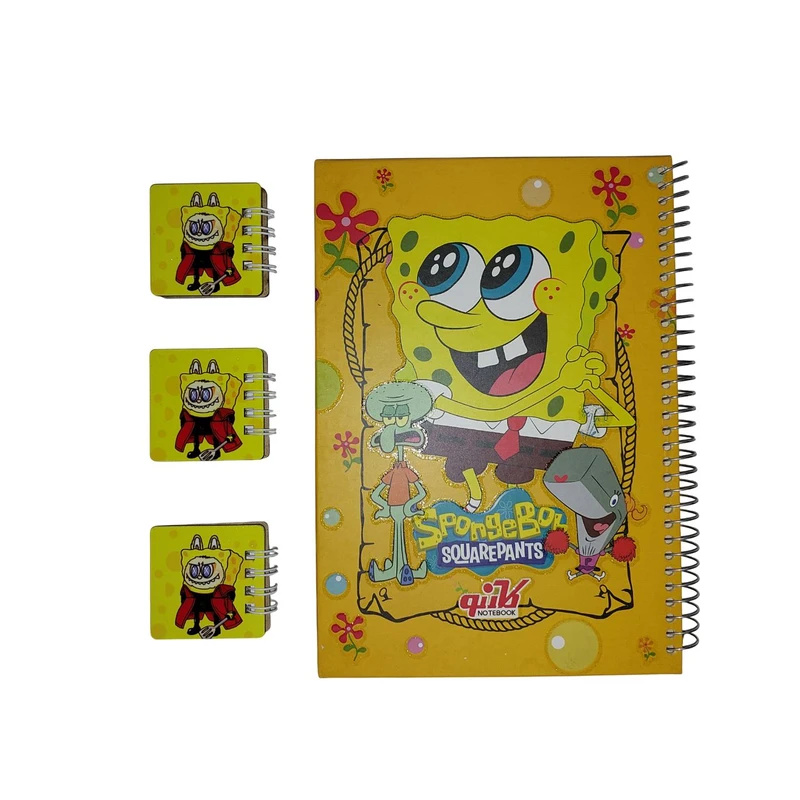 دفتر تمرین، یادداشت و دفترچه، مشق 100 برگ مدل بسته جیرینگی طرح باب اسفنجی مجموعه ۴ عددی