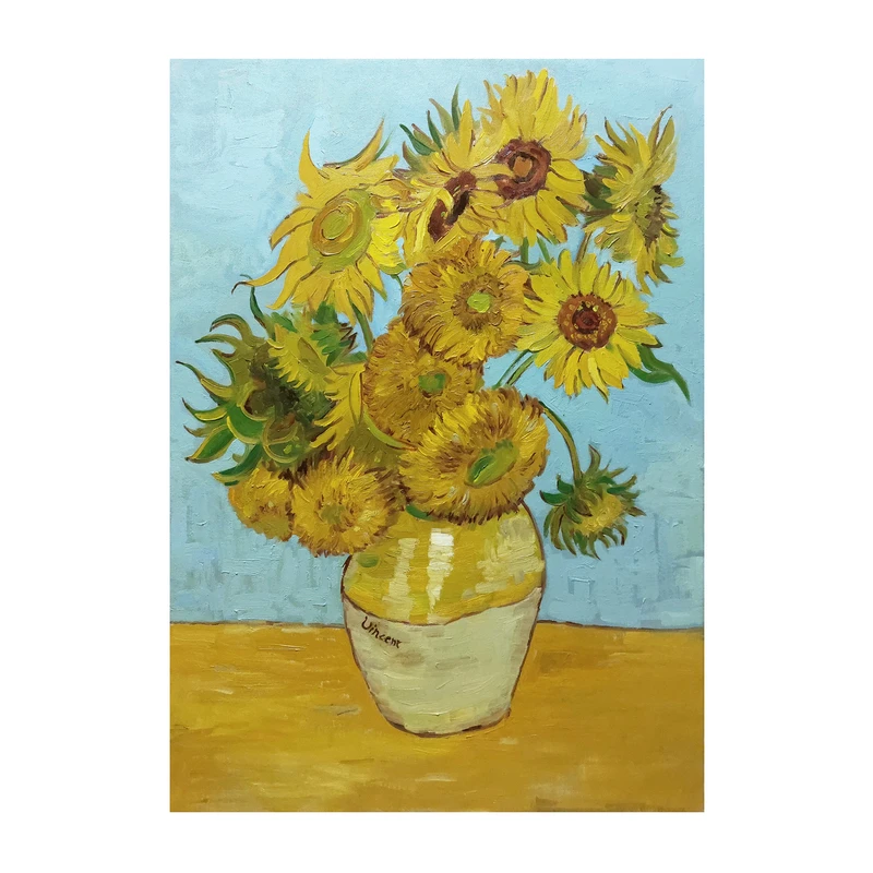 تابلو نقاشی رنگ روغن طرح گل های آفتابگردان مدل برجسته