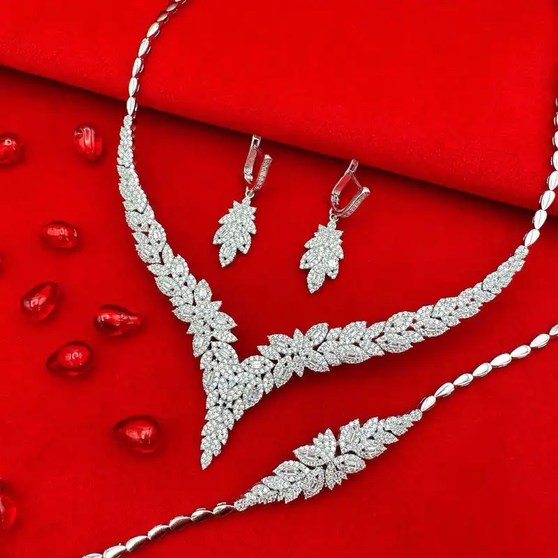 نیم ست نقره زنانه مدل گندم و برگ کد BF 48