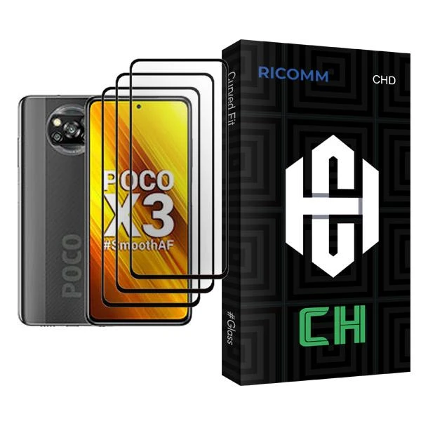 محافظ صفحه نمایش ریکام مدل CH Glass MIX003 مناسب برای گوشی موبایل شیائومی Poco X3 بسته سه عددی