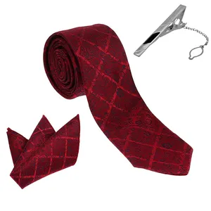 ست کراوات و دستمال جیب و گیره کراوات مردانه مدل NEW کد 2