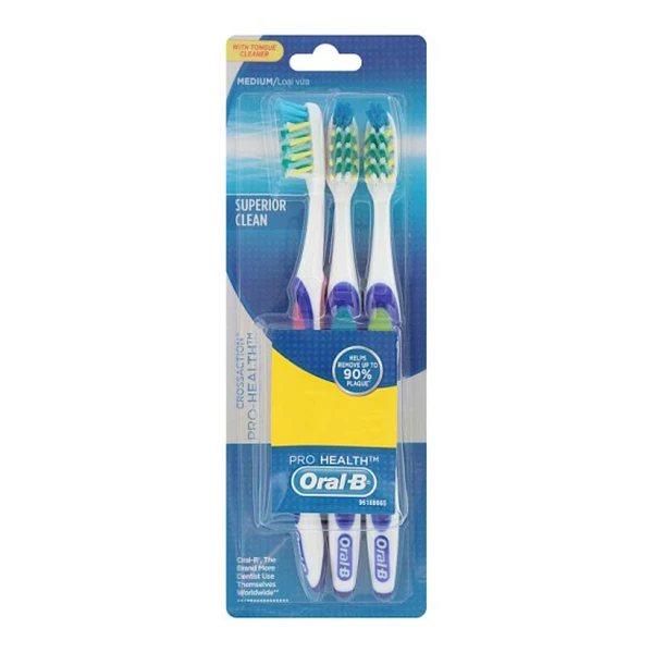 مسواک اورال-بی سری CROSSACTION مدل SUPERIOR CLEAN با برس متوسط  بسته ۳ عددی