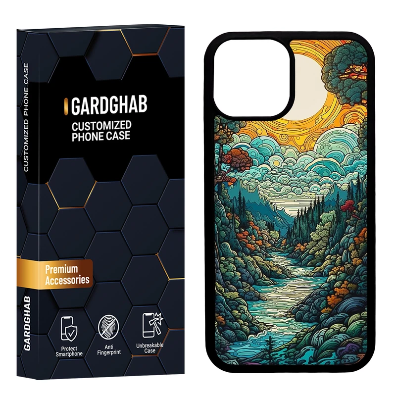 کاور گارد قاب مدل دورژله ای پشت گلس هنری مناسب برای گوشی موبایل اپل iPhone 13 Mini