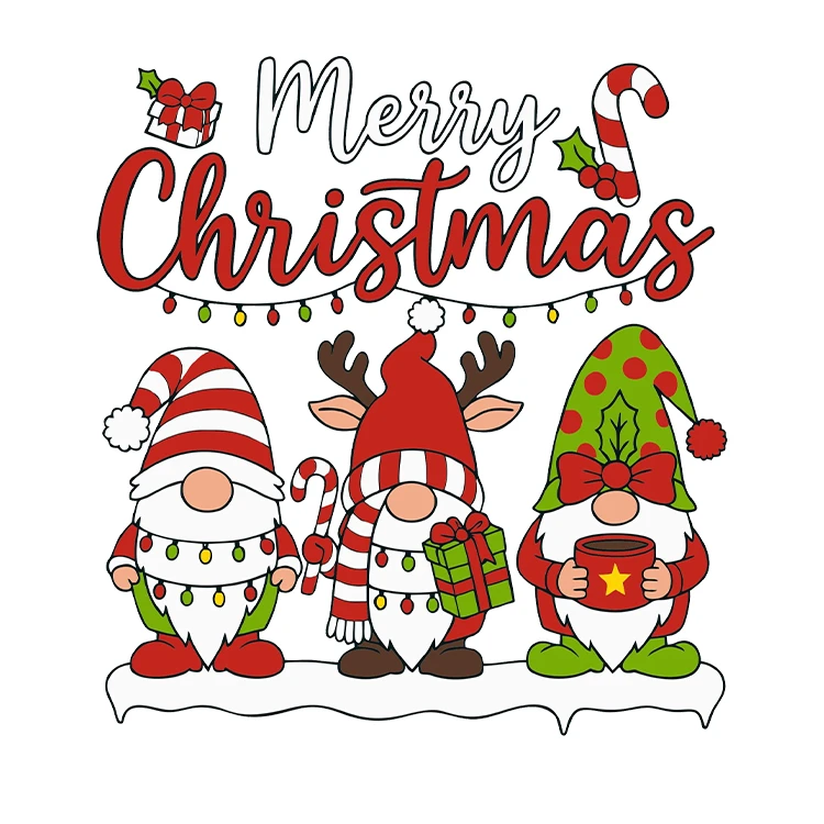 استیکر پارچه و لباس پاد آفرین مدل کریسمس طرح بابانوئل کاج گوزن آدم برفی قهوه کد S3100