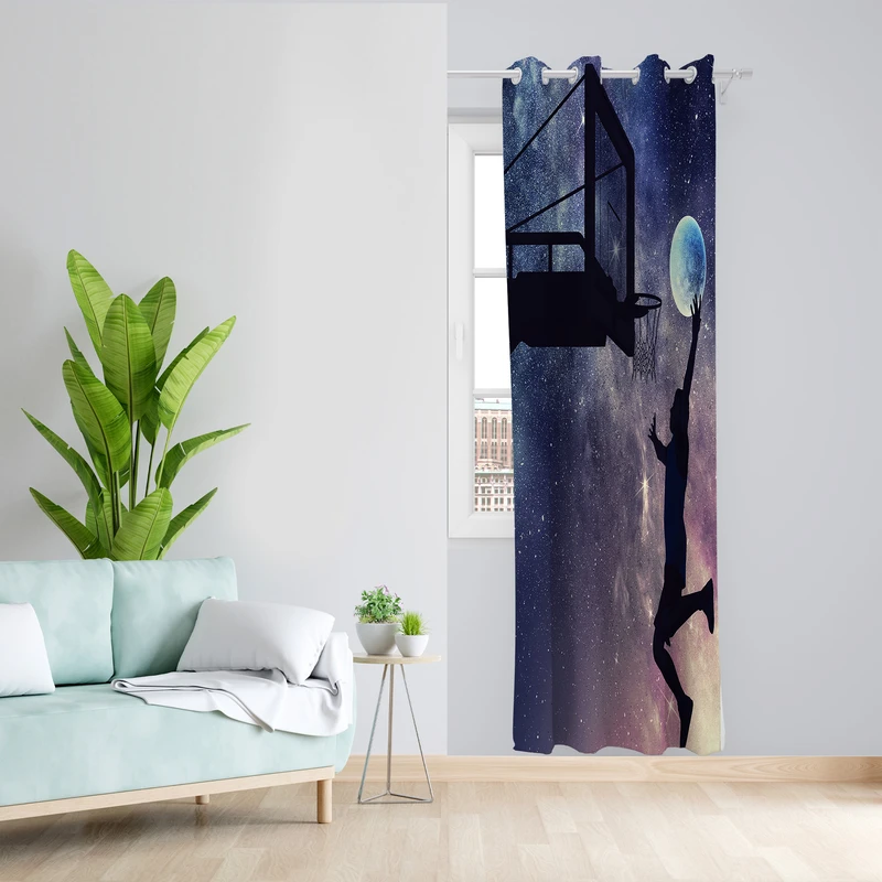 پرده طرح بسکتبال مدل مخمل پانچی کد 2288 z سایز 140x200 سانتی متر