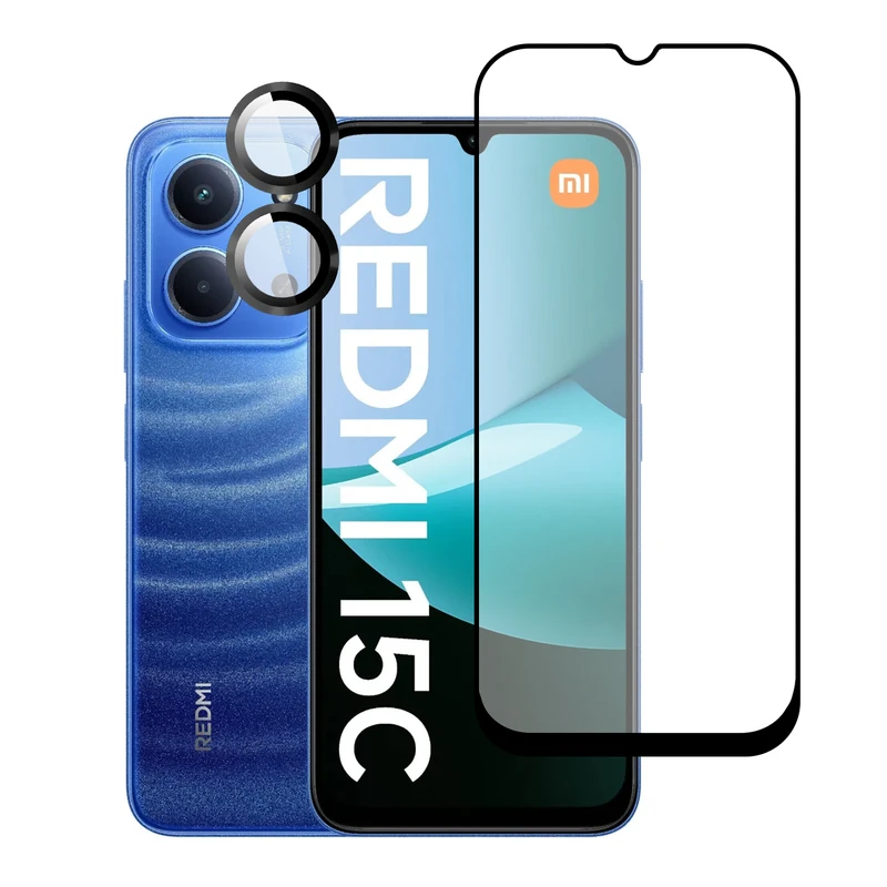 محافظ صفحه نمایش آکوآرا مدل Premium FLL RNG مناسب برای گوشی موبایل شیائومی Redmi 15C 4G به همراه محافظ لنز دوربین