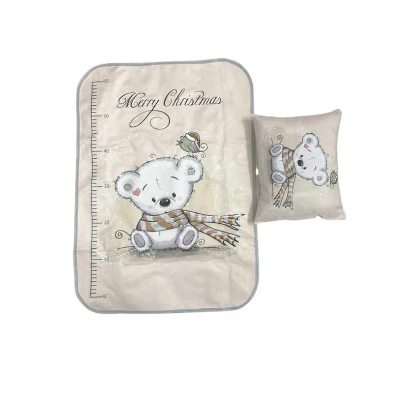 زیرانداز تعویض نوزاد مدل  بالشت دار طرح خرس و شال گردن کد M097