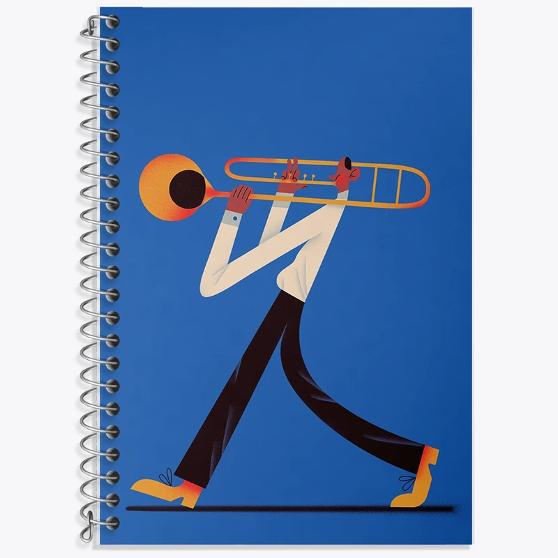 دفتر زبان 50 برگ خندالو مدل دو خط طرح نوازنده کد F7438