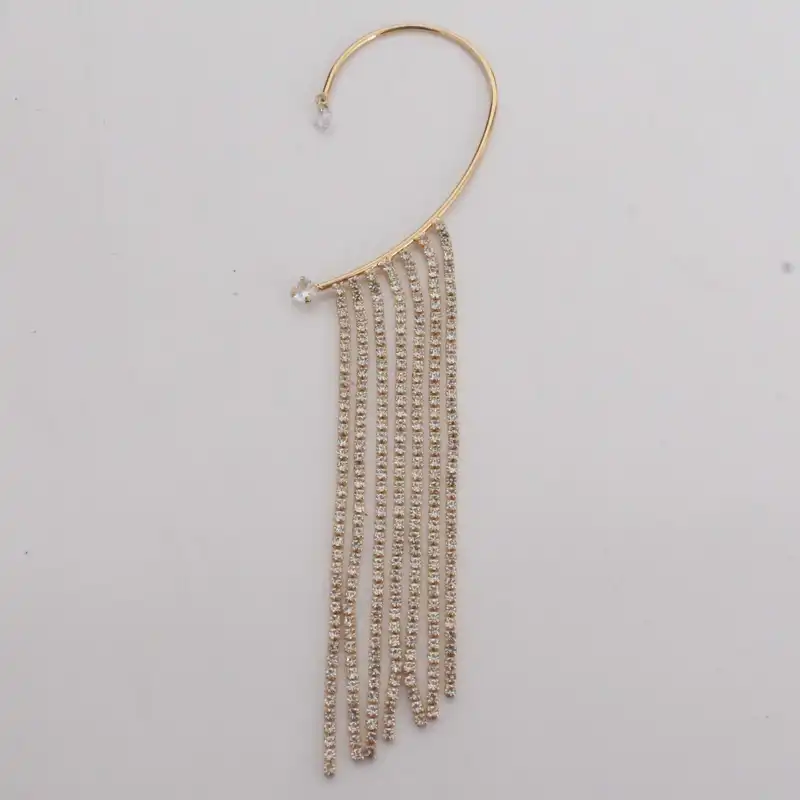 گوشواره زنانه مدل ایرکاف لاله گوش طرح آبشاری نگین دار کد 02