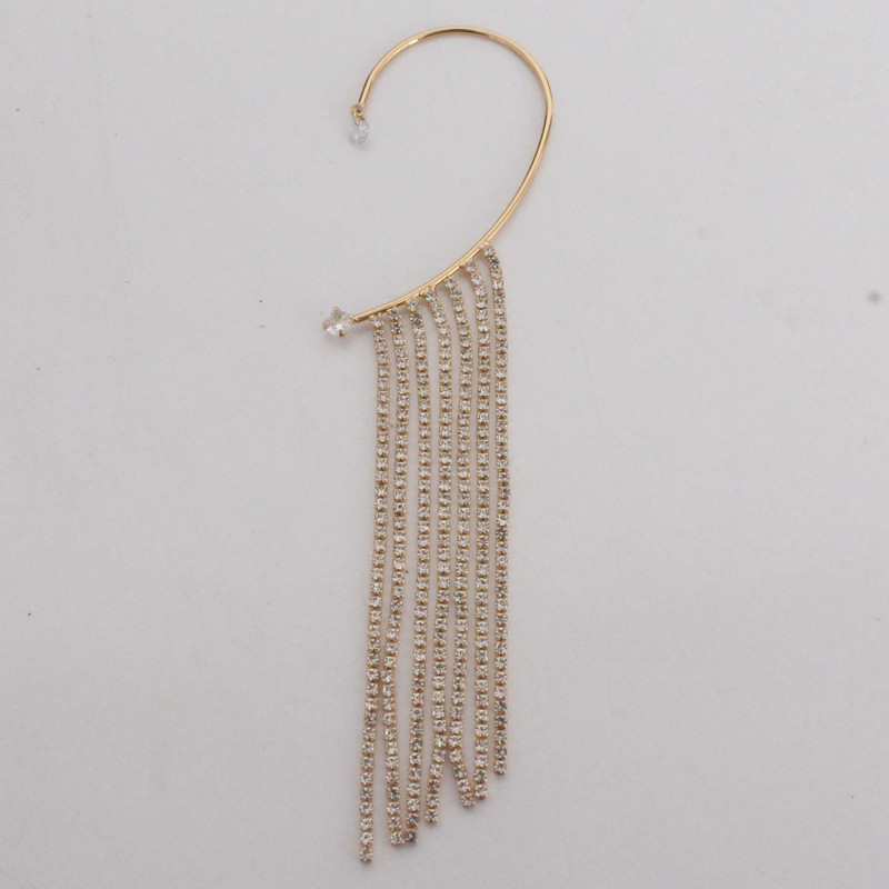 گوشواره زنانه مدل ایرکاف لاله گوش طرح آبشاری نگین دار کد 02