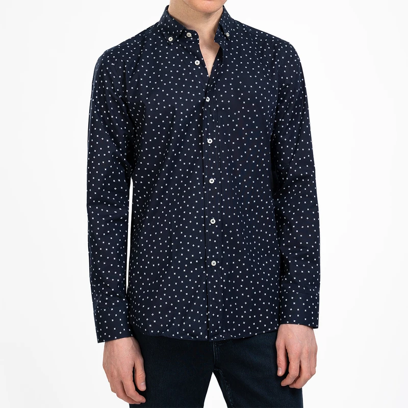 پیراهن آستین بلند یقه دکمه دار مردانه ام کی مدل 1550