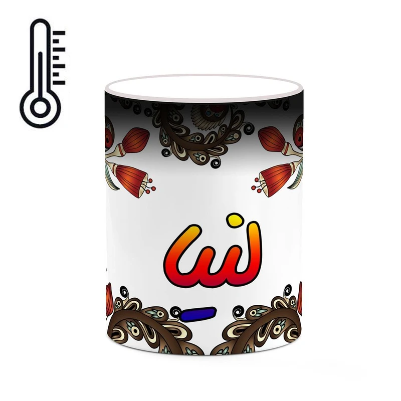 ماگ حرارتی کاکتی مدل اسم لنیا طرح سنتی گل و بته کد mgh46908