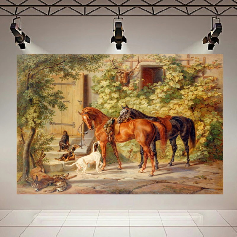 پوستر پارچه ای طرح مخمل نقاشی مدل اسب زیبا کد AR302401