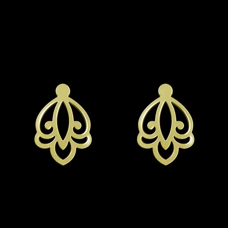 گوشواره طلا 18 عیار زنانه مدوپد مدل اسلیمی کد GA1-15262