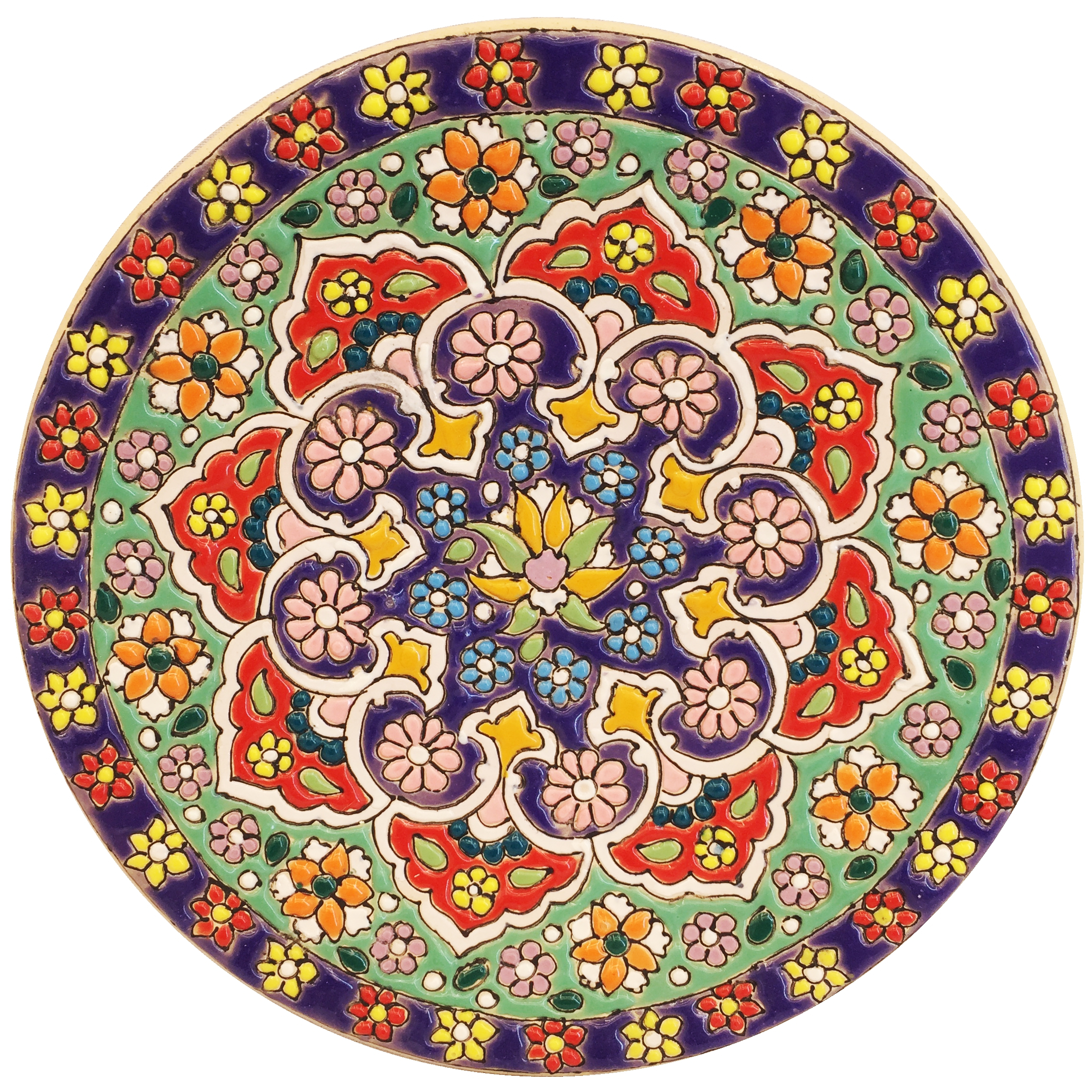 بشقاب میناکاری سفالی زمانیان کد ZMN15045