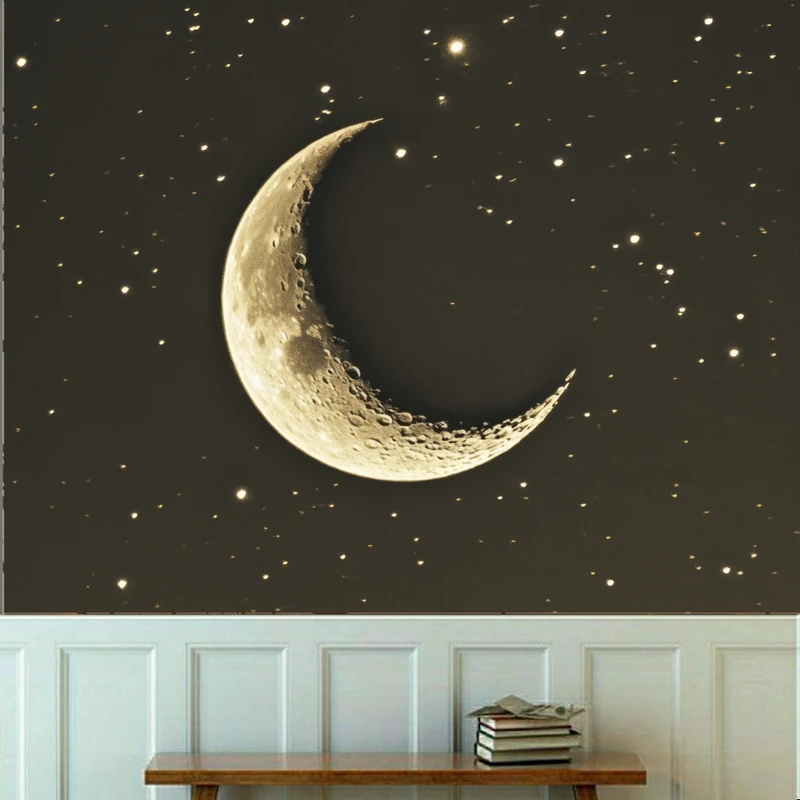 کاغذ دیواری طرح هلال ماه مدل شب و ستاره کد KF505