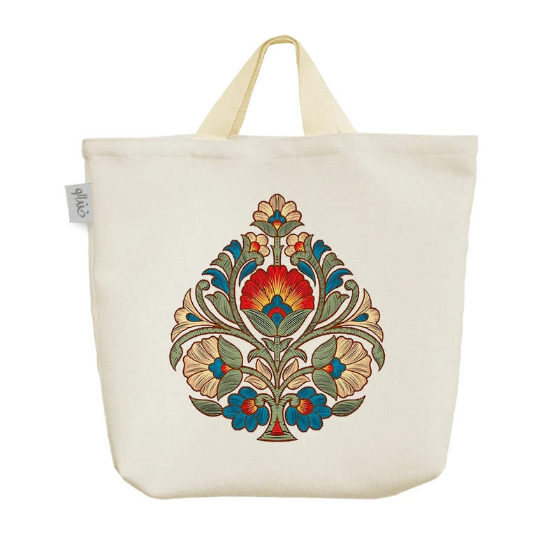 ساک خرید خندالو مدل نقاشی گل و مرغ کد H626