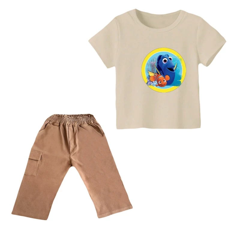 ست تی شرت و شلوارک پسرانه مدل نمو کد 1