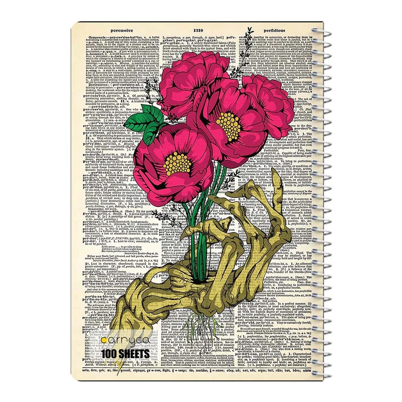 دفتر مشق 100 برگ سیمی کارنیکا طرح روزنامه وینتج اسکلت Vintage Newspaper Skeleton کد 53990