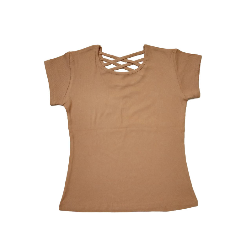 بلوز آستین کوتاه زنانه مدل پشت بند ضربدری