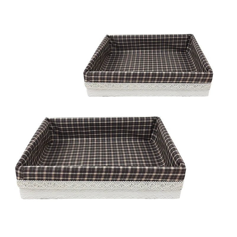 سبد نان و سبزی مدل چوب و چرم کد T1099S مجموعه 2 عددی