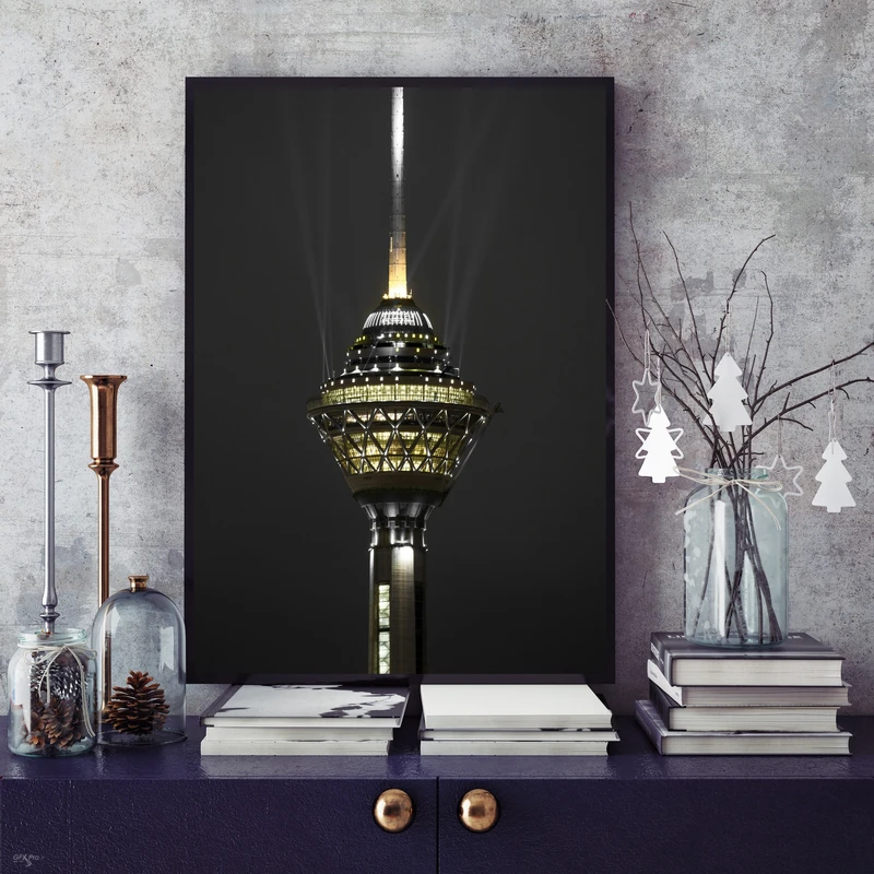 تابلو بکلیت طرح برج میلاد مدل DY1130  فریم مشکی