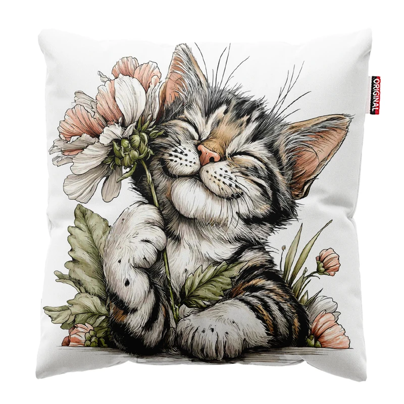 کوسن پاد آفرین مدل گربه کیوت بامزه فانتزی کد PK401978 سایز 40*40 سانتی متر