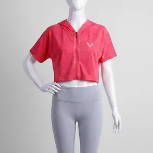 کراپ تی شرت  ورزشی آستین کوتاه زنانه نوزده نودیک مدل TS1992 B