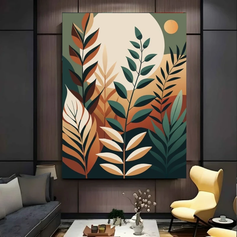 پوستر پارچه ای طرح مخمل  برگ ها مدل مینیمال کد BK57893