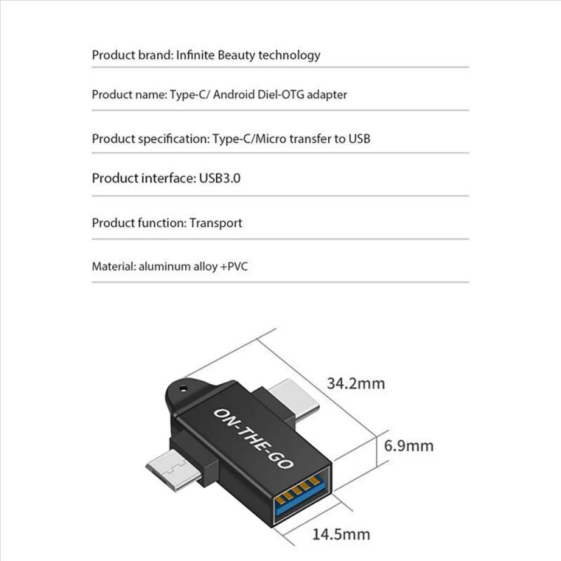 مبدل OTG به USB-C و microUSB مدل On The Go