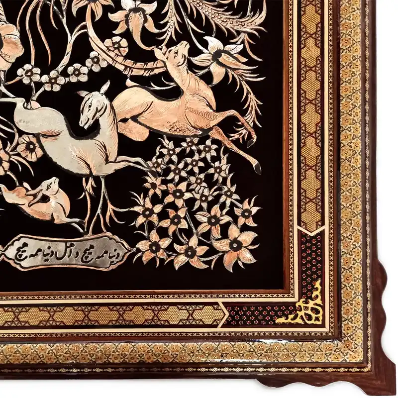 تابلو قلمزنی خاتم کاری طرح سیمرغ کد 12070