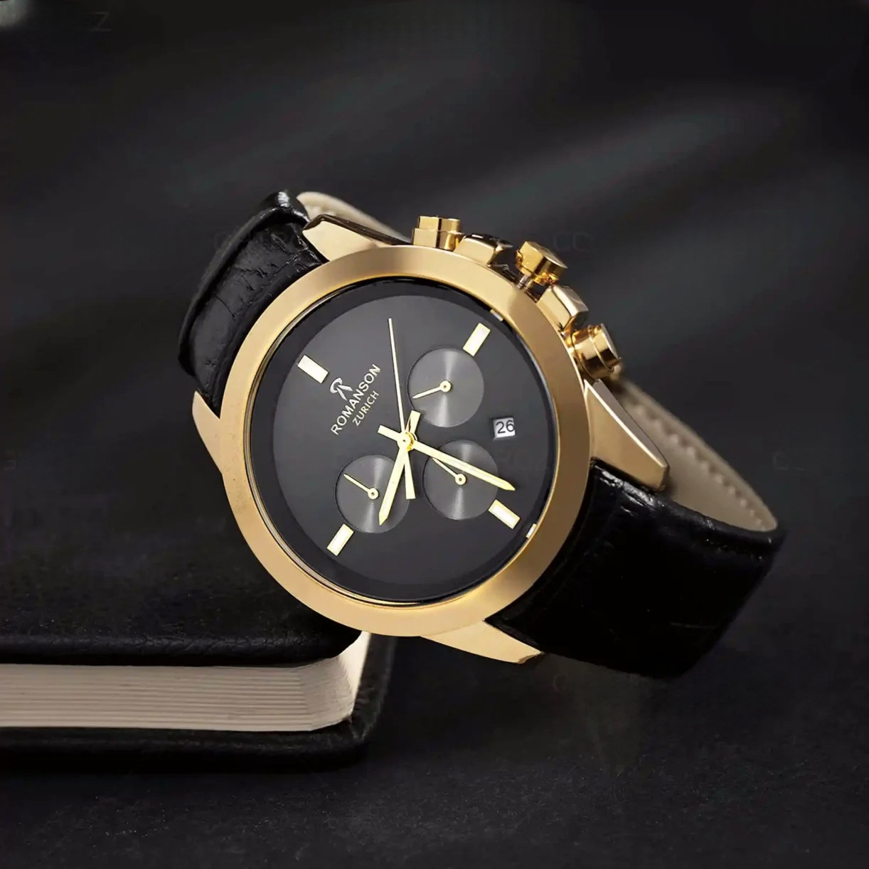 ساعت مچی عقربه‌ای مردانه رومانسون مدل سه موتور کورنوگراف بند چرمی قفل مخفی